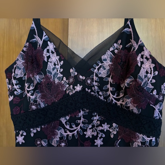 Black & Purple Embroidered Petite Dress - Picture 3 of 6